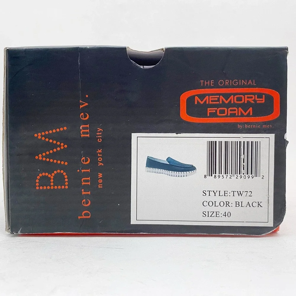 Bernie Mev TW72 Perforated Leather Memory Foam Loafer Womens 9-9.5 EU 40 Black‎